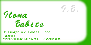 ilona babits business card